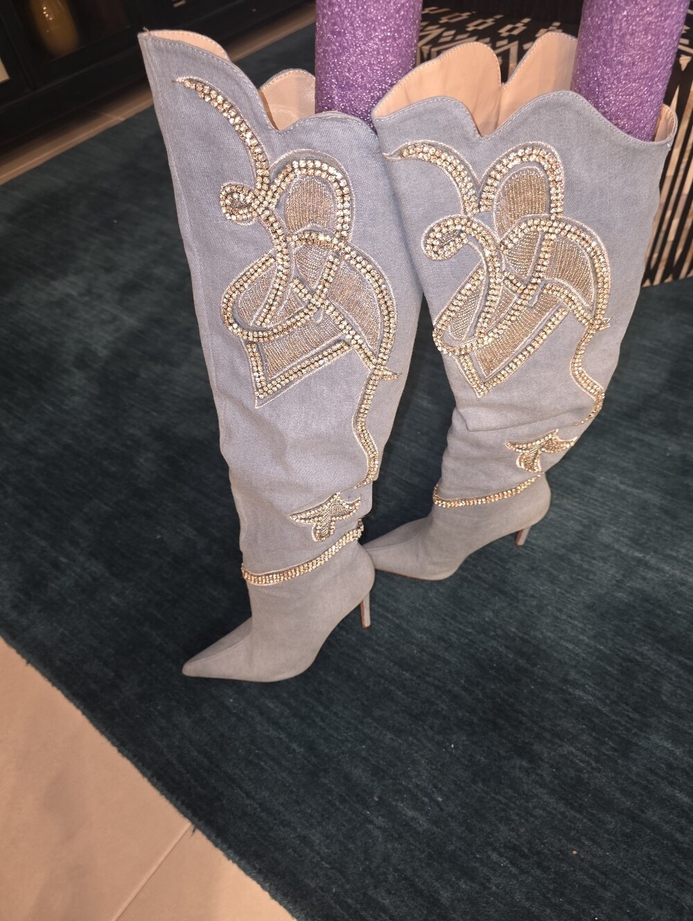 AKIRA Everlee-Denim Boots - Denim Blue